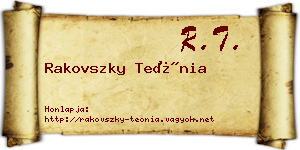 Rakovszky Teónia névjegykártya